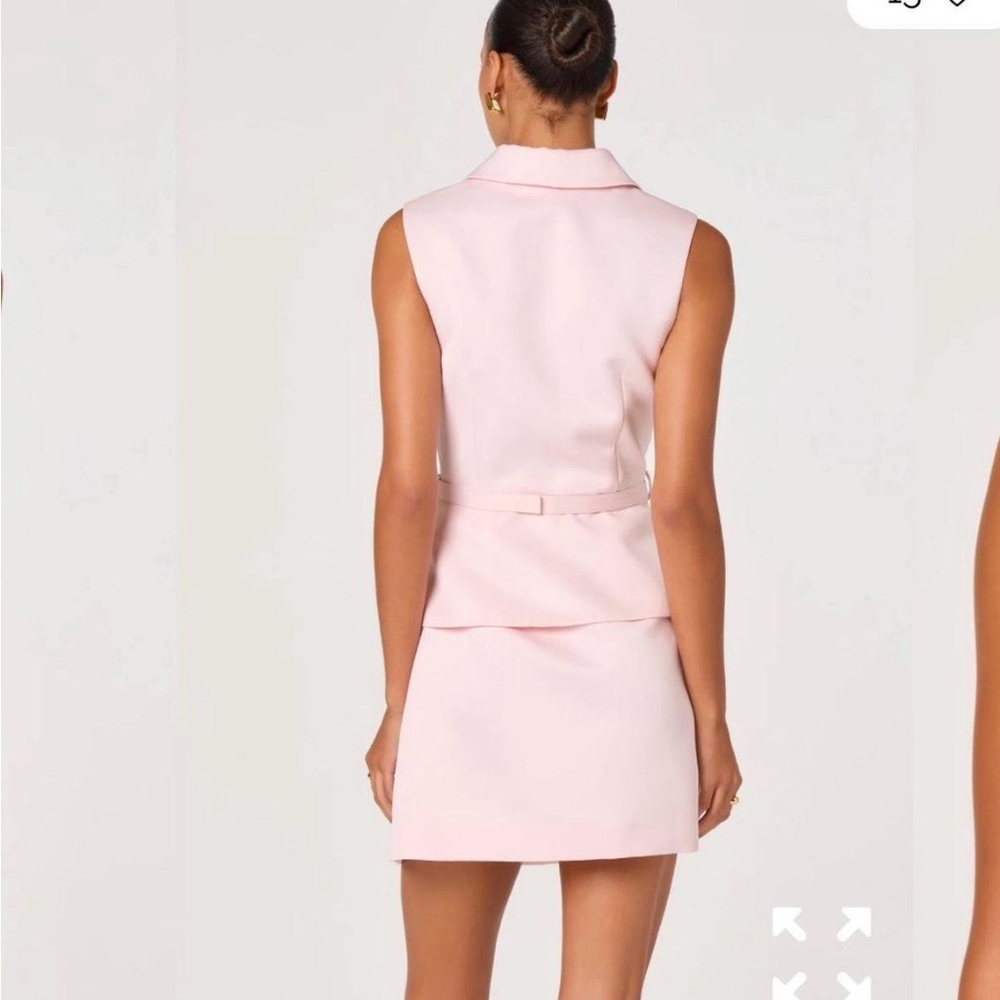 Astr Pink Sleeveless Peplum Mini Dress with Gold Buttons - Picture 2 of 4